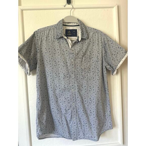 Rugby University Men’s Short Sleeve Button Down Shirt Size M, 100% Cotton Blue - Picture 1 of 5